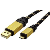 ROLINE 11.02.8826 USB kabel 1,8 m USB 2.0 USB A Micro-USB B Crno, Zlatno