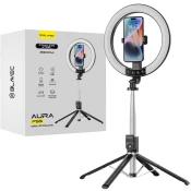 Selfie Ring Aura Blavec LED obroč 25 cm + stativ + daljinski upravljalnik – 230 cm (RLP55-TRB23) črn