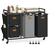 Songmics Košara za perilo 4 predelki 986x33x805 cm rjava