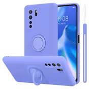 Cadorabo CADORABO Ohišje, združljiv s Huawei v tekoči lahki vijolični barvi - zaščitni pokrov iz fleksibilnega silikona TPU z obročem, (20586386)