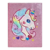 Svetlucavi spomenar Glitter Unicorn velicine 15 x 21 cm sa tvrdom koricom