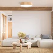 TEMAR LIGHTING Stropna svetilka Cleo DR800, borov les, O 80 cm, 6-svetilna, E27 - Dnevna soba/jedilnica - Sodobni - pinie, bela