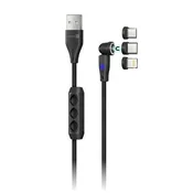 Connect IT Magnetni kabel PowerLink 3v1 (USB-C/Lightning/MicroUSB), 2 m, ČERNA