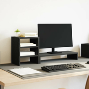 vidaXL Stalak za monitor s organizatorom za stol Crni hrast, inženjersko drvo