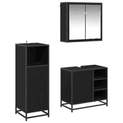 vidaXL Komplet pohištva za kopalnico 3 pcs Črni hrast 65 x 33 x 60 cm