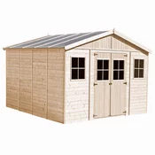 Timbela Lesena vrtna hiša - H246 x 418 x 420 cm/ 16 m2 - Panelna konstrukcija, Vrtna lopa s podi - TIMBELA M330+M330G, (21922360)