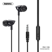 In-Ear ušesne slušalke RW-106, 3.5mm AUX, Remax, 1.2m, črna