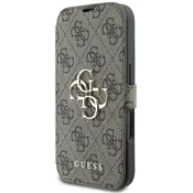 shumee Ovitek za iPhone 16 Plus Guess s kovinskim logotipom, rjav, z naslonom