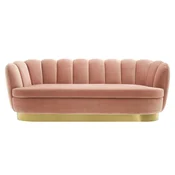 Casa Padrino luxury velvet sofa skin color/brass 225 x 90 x H. 80 cm - Living Room Sofa - Hotel Sofa - Luxury Furniture - Luxury Quality