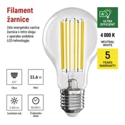 LED žarnica Filament A70/E27/11.6 W (150 W)/2 452 lm/neutralna bela/A CLASS