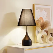Namizna svetilka Lucande Luoti, črna, tekstil, višina 57 cm - Dnevna soba/jedilnica - Sodobni - črna, bela - Tkanine/tekstil
