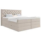 MID.YOU POSTELJA BOXSPRING 160 cm  x 200 cm , tekstil, leseni material bež