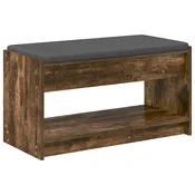 Vidaxl Haldna klop z blazino s polico Dimljeni Hrast 83 x 38 x 45 cm