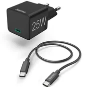 HAMA mini brzi punjac sa USB-C kablom, PD, 25W, 1.5m crni
