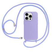 Liquid silikonski ovitek za iPhone 15 Pro - vijola z vrvico