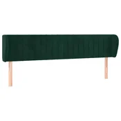 Vidaxl Vzglavje z ušesi temno zeleno 183x23x78/88 cm žamet