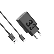 Zidni punjac Motorola 33W 3A 1 x USB-A s USB-C kabelom crni PG38C06448