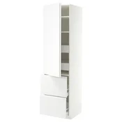 METOD/MAXIMERA Visoka omara+plc/4prd/vrata/2 ličn, bela/VOXTORP mat bela navpičen ročaj, 60x60x220 cm