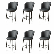HANAH HOME Set 6 barskih stolica Uras Anthracite Black