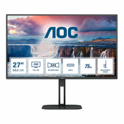 Monitor AOC 68,6 cm (27,0) 27V5C/BK 1920x1080 75Hz IPS 1ms HDMI DisplayPort USB-C 65W 4xUSB3.2 Zvočniki  3H FreeSync