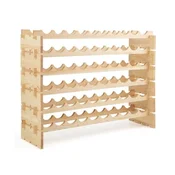 Costway Zložljiv modularni vinski regal s 6 nivoji za 60 steklenic, naraven