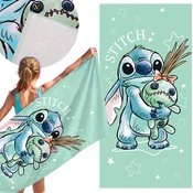 Disney DISNEY Stitch Seladon, HITRO SUŠEČA Brisača za plažo, kopalna ZA DEKLICE, 100% BOMBAŽ 70x140 cm OEKO-TEX