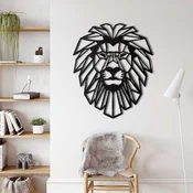 WallXpert metalni zidni ukras 5087, geometrijska glava lava sa grivom, 50 x 60 cm, crni