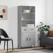 Greatstore Visoka komoda betonsko siva 69,5x34x180 cm inženirski les