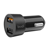 shumee Budi - Avtomobilski polnilnik 2x USB, 30W, QC3.0 (črn)