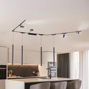 Lindby Sistem tirnic Lumaro, reflektorji, viseče svetilke, 7-žarčni, črni, 48 V, z - Dnevna soba/jedilnica - Sodobni - črna - Aluminij