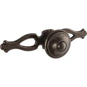 Pohištveni gumb Flores s ploščo, Š 108 mm, G 31 mm, c.l.,starana medenina,brunirana