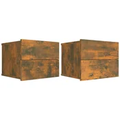 MAISON CHIC Dvo delni komplet Nočne omarice - Nočne mize dimljeni hrast 40x30x30 cm inženirski les, (21687323)