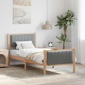Okvir kreveta s uzglavljem Smeda i svijetlo siva 75 x 190 cm