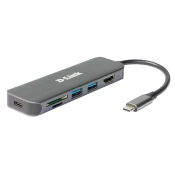 D-Link DUB-2327 priključna stanica i replikator porta za prijenosno računalo Žičano USB Tip-C Sivo