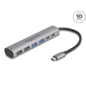 Delock 6 vratno vozlišče USB s 4 x vtičnicami USB tipa A in 2 x vtičnicami USB tipa C™