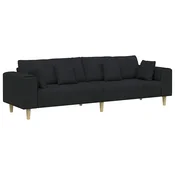 Vidaxl Kavč z blazino Črna 250 x 77 x 76 cm blago