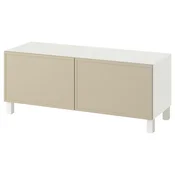 BESTA TV-omarica z vrati, bela/Krukmakare bež, 120x42x48 cm