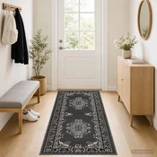 vidaXL Tekstilni preproga FLORNES Tkano Siv vzorec 67 x 300 cm PP 7 mm