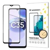 WOZINSKY Trpežno kaljeno steklo 9H za celoten zaslon Realme C35 z okvirjem Case Friendly, črno