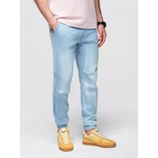 Ombre Mens denim joggers with asymmetrical stitching - blue