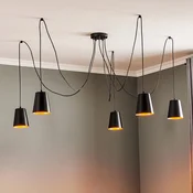 EMIBIG LIGHTING Obesna svetilka Link s 5 posameznimi senčniki, črna - Dnevna soba/jedilnica - Sodobni - črna, zlata - Kovina