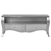 Casa Padrino luxury baroque TV cabinet silver - Handmade solid wood sideboard with 2 drawers - Luxury furniture in baroque style - Baroque furniture - Baroque furnishings - Noble & Magnificent