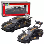 slomart Športni avtomobil LEAN TOYS kovinski, pull-back, luči, zvoki, črn, 1:32