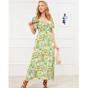 Resti Green womens long dress with fashionable pattern - Clothing