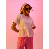 Sinsay - Pamucna bluza s cipkastim detaljima - belo
