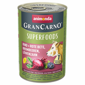 4 + 2 gratis! Animonda GranCarno Adult Superfoods 6x400 g - Piščanec + špinača, malina, bučna semena