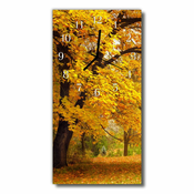 tulup.si Steklena navpična ura Narava tree jesenski gozd zlata 30x60 cm