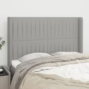 Vidaxl vidaXL Vzglavje s krilci svetlo sivo 147x16x118/128 cm blago