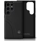 Ovitek Mercedes PU usnjen ovitek z ukrivljenimi šivi za Samsung Galaxy S25 Ultra črn (MEHCS25L23RBCSK)