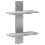 vidaXL Stenska polica Betonsko siva 30 x 13,5 x 43 cm Iverna plošča